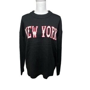 Just Polly New York Knit Sweater Women's Size Large Black Pull Over Long Sleeve